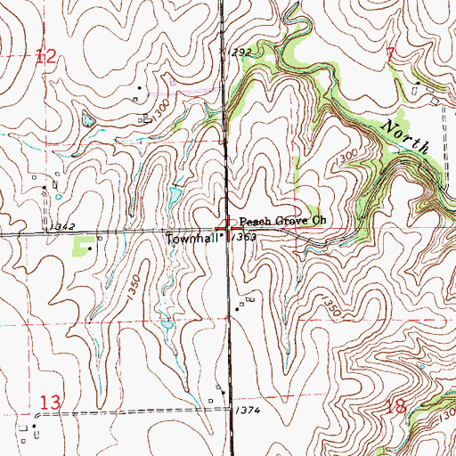 Topographic Map of Peach Grove Church, KS