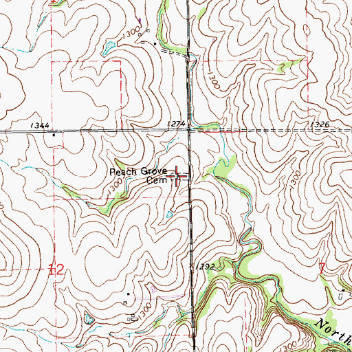 Topographic Map of Peach Grove Cemetery, KS