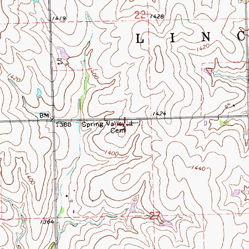 Topographic Map of Spring Valley Cemetery, KS