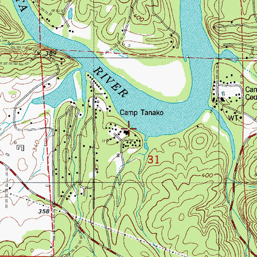 Topographic Map of Camp Tanako, AR