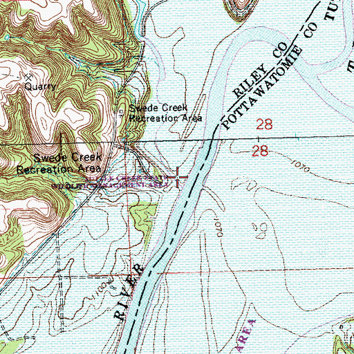Topographic Map of Swede Creek, KS