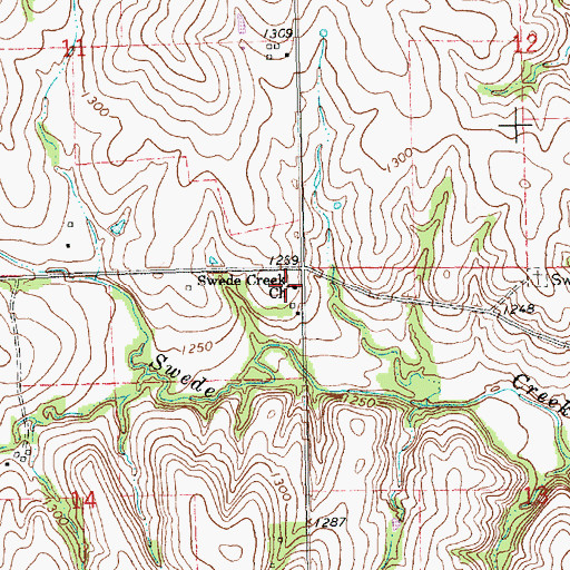 Topographic Map of Swede Creek United Methodist Church, KS