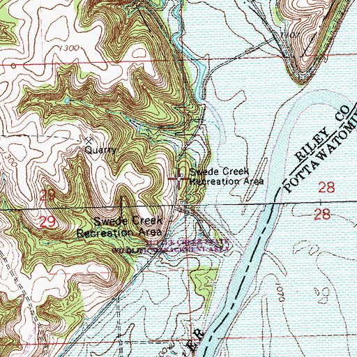 Topographic Map of Swede Creek Recreation Area, KS