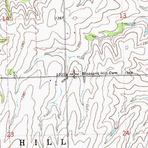 Topographic Map of Pleasant Hill Cemetery, KS