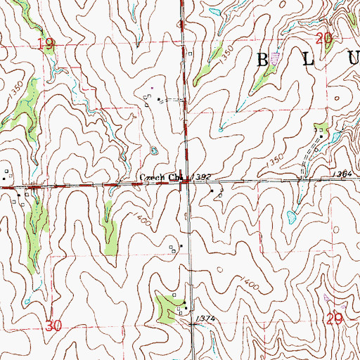 Topographic Map of Czeeh Church, KS