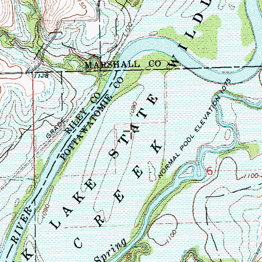 Topographic Map of Tuttle Creek Reservoir State Wildlife Management Area, KS