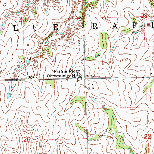 Topographic Map of Prairie Ridge Community Hall, KS