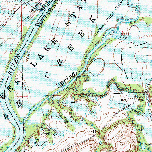 Topographic Map of Fourmile Creek, KS