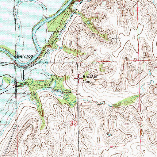 Topographic Map of Proctor Cemetery, KS