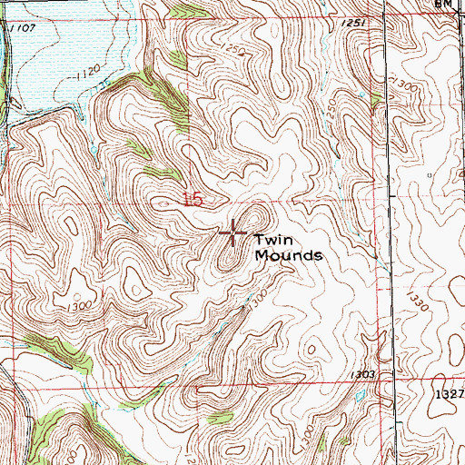 Topographic Map of Twin Mounds, KS