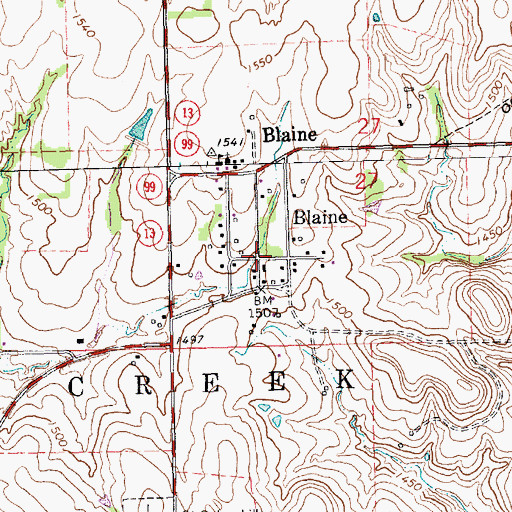 Topographic Map of Blaine, KS