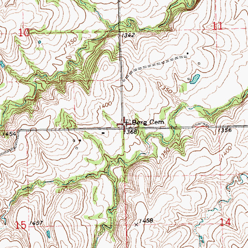 Topographic Map of Berg Cemetery, KS