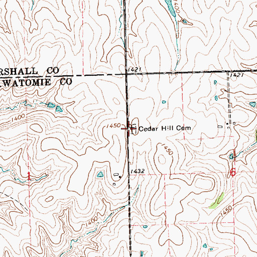 Topographic Map of Cedar Hill Cemetery, KS