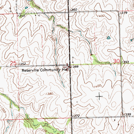 Topographic Map of Reserville Community Hall, KS