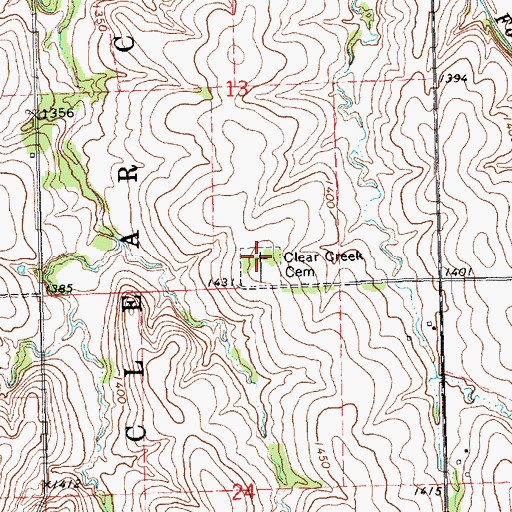 Topographic Map of Clear Creek Cemetery, KS