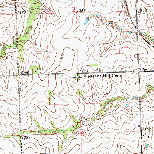 Topographic Map of Pleasant Hill Cemetery, KS