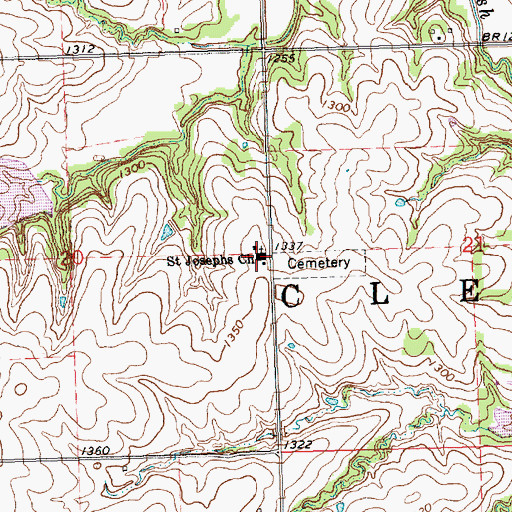 Topographic Map of Saint Josephs Church, KS