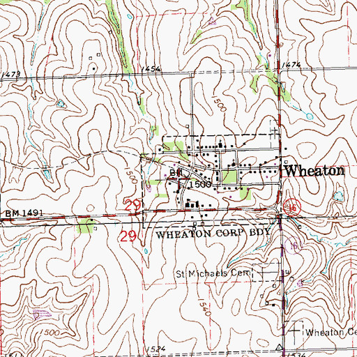 Topographic Map of Wheaton, KS