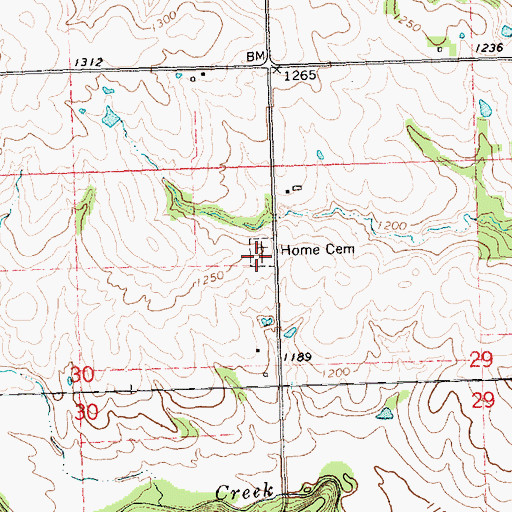 Topographic Map of Home Cemetery, KS