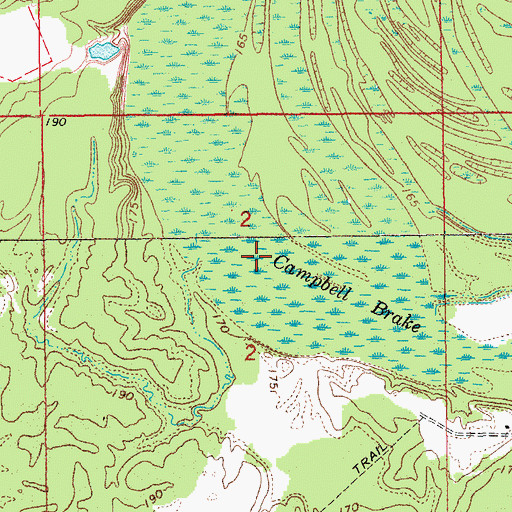 Topographic Map of Campbell Brake, AR