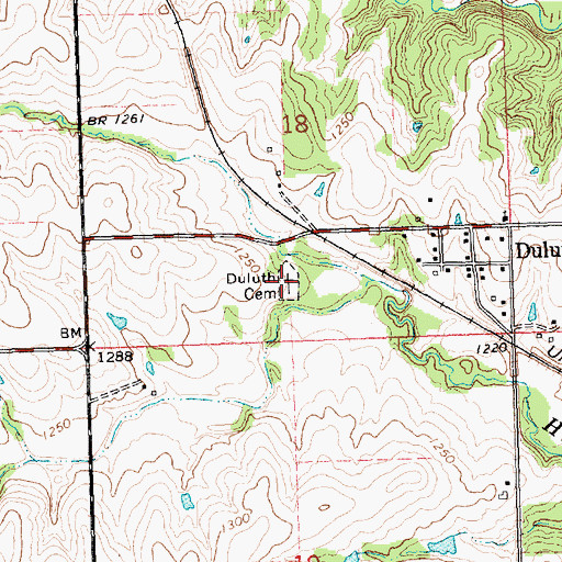 Topographic Map of Duluth Cemetery, KS