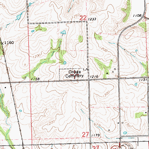 Topographic Map of Onaga Cemetery, KS