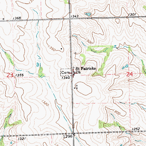 Topographic Map of Saint Patricks Church, KS