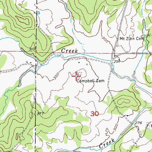 Topographic Map of Campbell Cemetery, AR