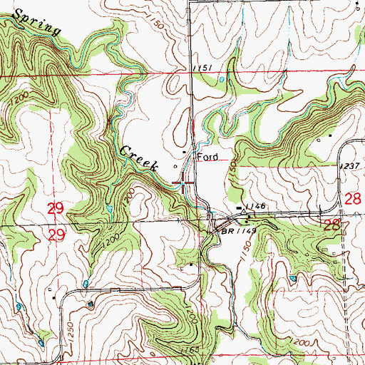 Topographic Map of Straight Creek, KS