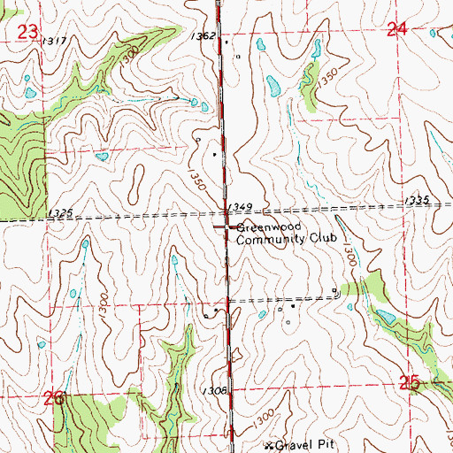 Topographic Map of Greenwood Community Club, KS