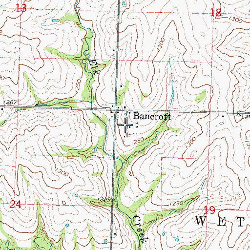 Topographic Map of Bancroft, KS