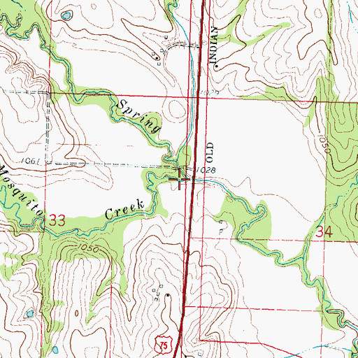 Topographic Map of Mosquito Creek, KS