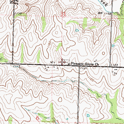 Topographic Map of Pleasant Grove Church, KS