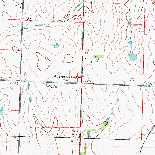 Topographic Map of Bateman School, KS
