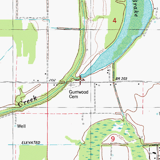 Topographic Map of Campbell Church, AR