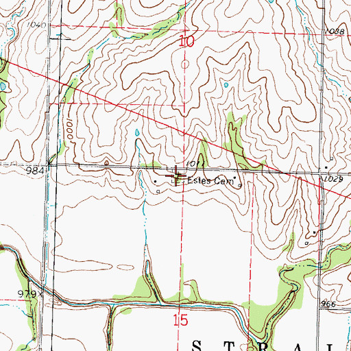 Topographic Map of Estes Cemetery, KS