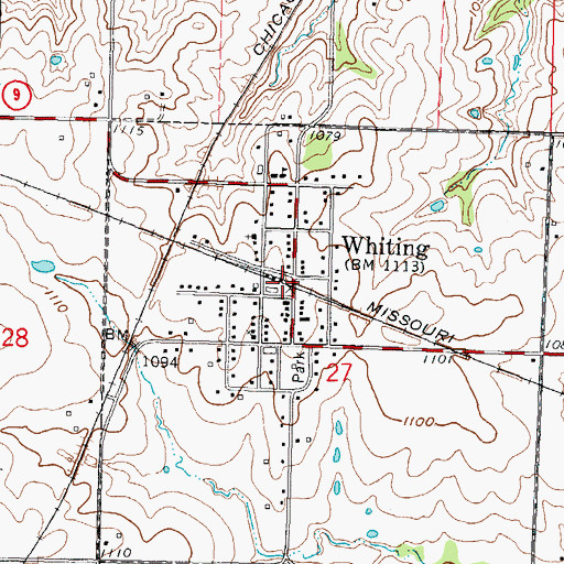 Topographic Map of Whiting, KS