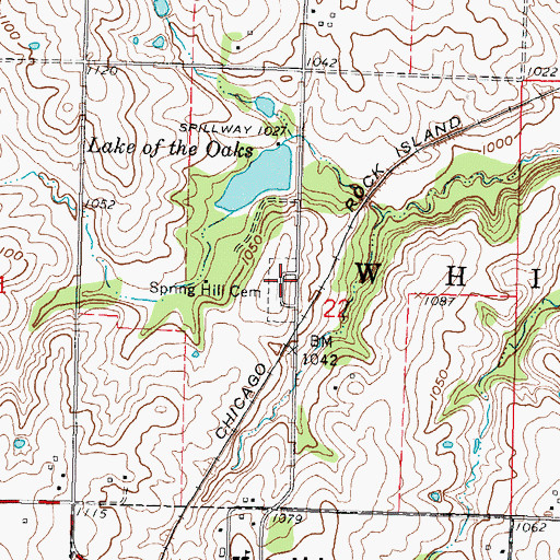 Topographic Map of Spring Hill Cemetery, KS