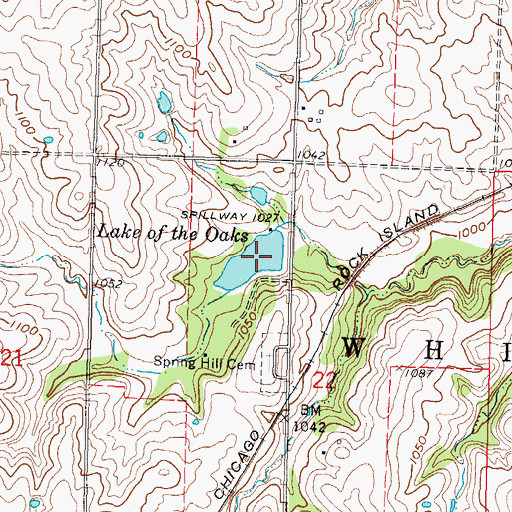 Topographic Map of Lake of the Oaks, KS
