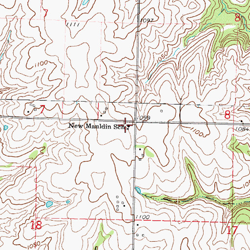Topographic Map of New Mauldin School (historical), KS