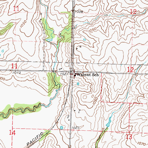 Topographic Map of Walnut School (historical), KS