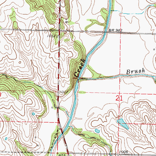 Topographic Map of Brush Creek, KS