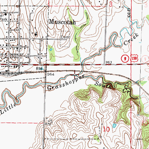 Topographic Map of South Creek, KS