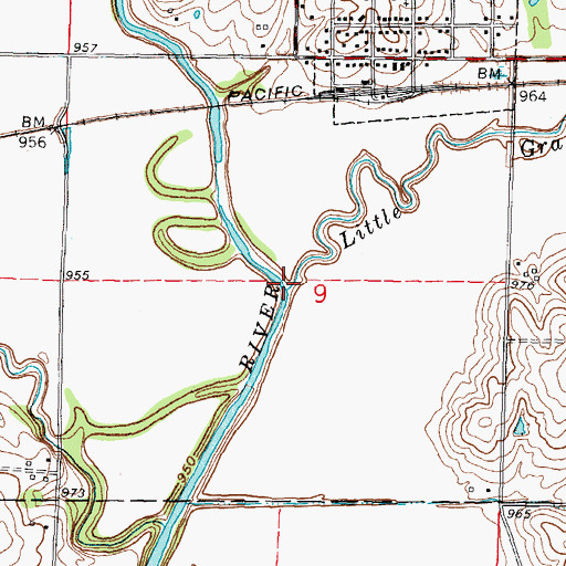 Topographic Map of Little Grasshopper Creek, KS