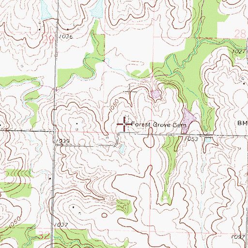 Topographic Map of Forest Grove Cemetery, KS