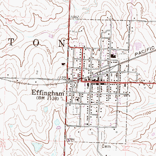 Topographic Map of Effingham, KS