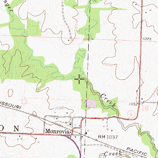 Topographic Map of North Fork Stranger Creek, KS