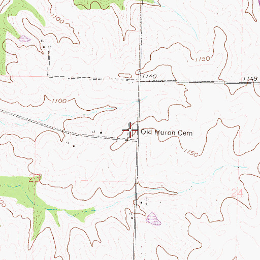 Topographic Map of Old Huron Cemetery, KS