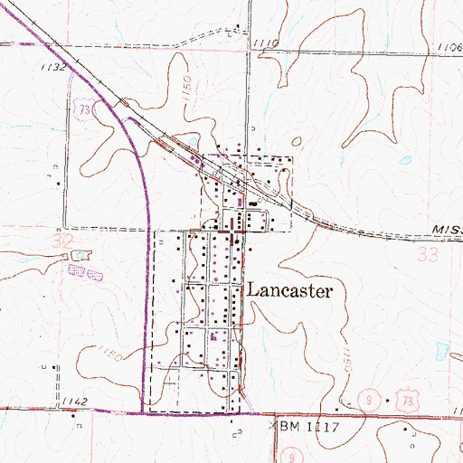 Topographic Map of Lancaster, KS