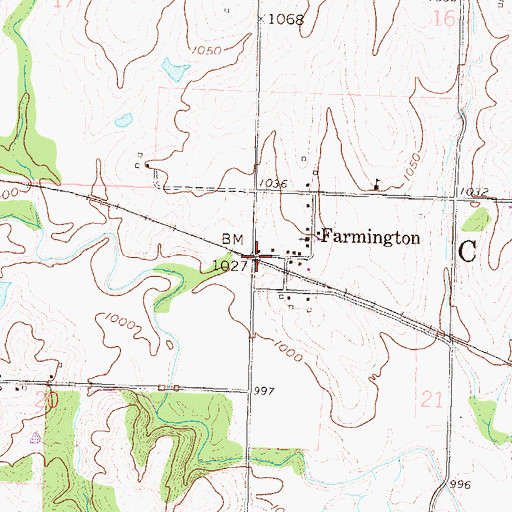 Topographic Map of Farmington, KS